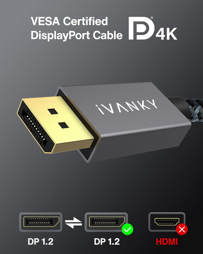 Cable Displayport 1.2 (dp) De 2 Metros Ivanky 4 K 60 Hz 2 K