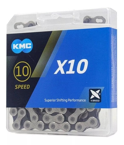 Cadena Bicicleta Kmc X10 10v Missing Link Silver Black