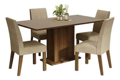 Juego Comedor Mesa 4 Sillas Keila Madesa Color Marron/Crema/Imperial