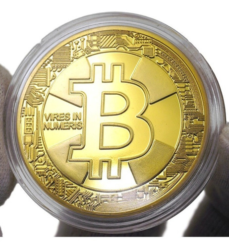 Imagen 5 de 5 de Bitcoin Moneda Oro En Elegante Exhibidor Flotante Vista 360!