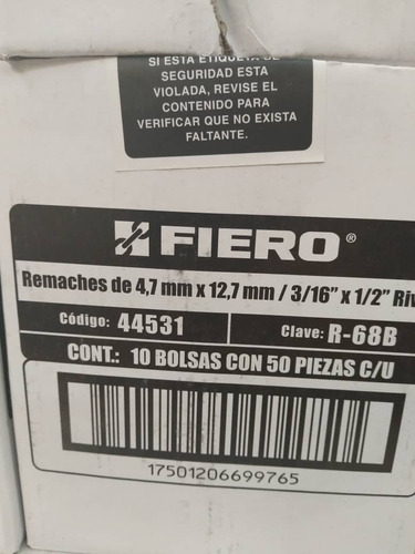 Remache 3 /16 X 1  Por Bolsa Caracas Abierto Sabados