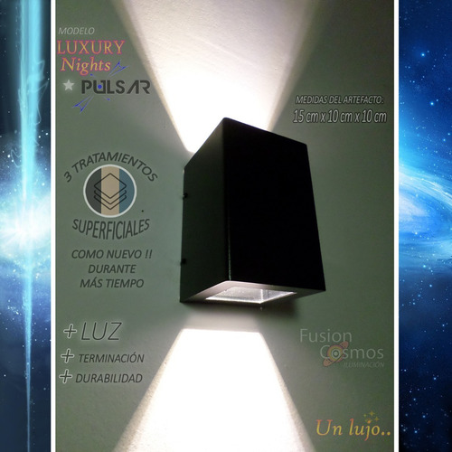 Imagen 9 de 10 de Aplique Pared Exterior Bidireccional Potente Led 10w Pack X2