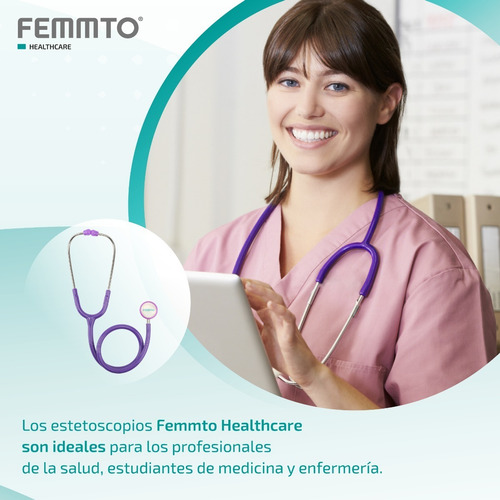 Imagen 2 de 10 de Estetoscopio Pediatrico Profesional Doble Campana Femmto