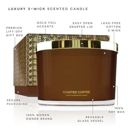 Velas Vela De Café De Lujo 96north | Grande De 3 Mechas |