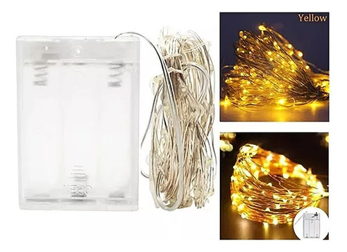 Guirnalda Luces 100 Led Hadas 10m Pilas Navidad Calido/d029