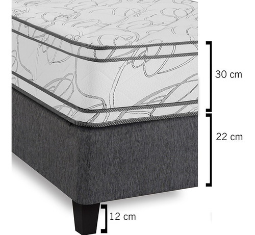 Imagen 4 de 5 de Sommier 2 Plazas Somier Espuma Alta Densidad 30cm Altura