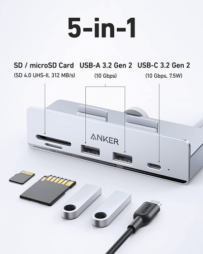 Imagen 2 de 9 de Hub Usb-c - Anker - 2 Port Usb-a 1 Usb-c 3.2 Sd/microsd iMac