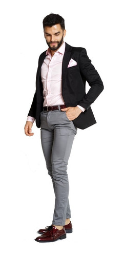 Imagen 2 de 8 de Trajes Hombre Saco Slim Fit Con Chupin Y Pañuelo Import Usa