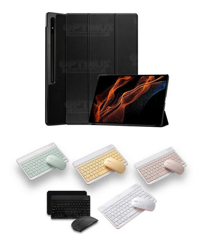 Kit Teclado Mouse Bt Forro Para Samsung Tab S8 Ultra 14.6 
