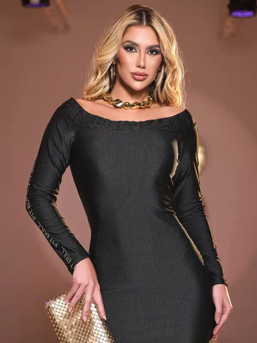 Vestido Fem Ombro A Ombro Curto Pit Bull Jeans Ref 85751