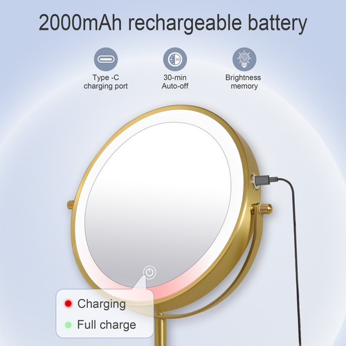 Espejo De Maquillaje Led De Escritorio 8in 1x &10x Agrandar