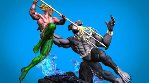 Archivo Stl Impresión 3d - Aquaman Vs King Shark Diorama