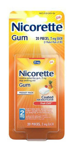Nicorette Gum Chicles Con Nicotina  2g 20 Pzas Sabor Frutas
