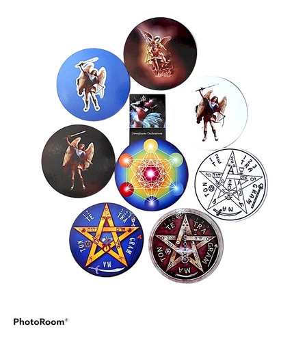 Set Protección Tetragramaton Medalla Y Simbolo 10cm Mdf Casa