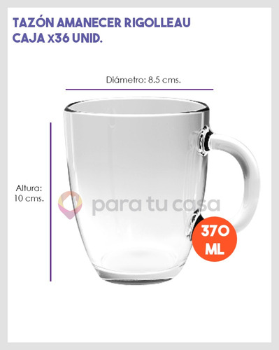 Imagen 2 de 3 de Set X 36 Tazón Vidrio Flint Amanecer Rigolleau Taza 375 Ml