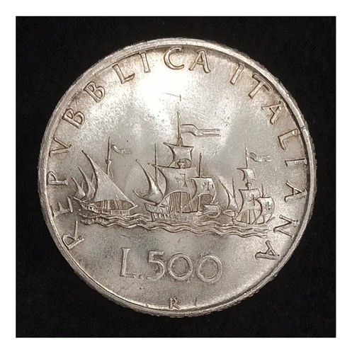 Italia 500 Liras 1967 Exc Plata Km 98 Carabelas De Colón