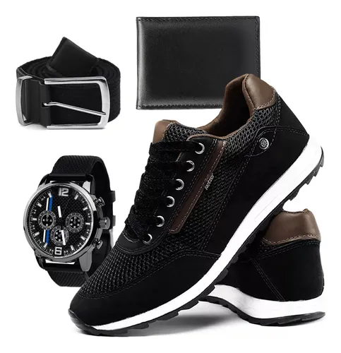 comprar Kit Sapatênis Masculino Tênis Jogger +relógio Cinto Carteira