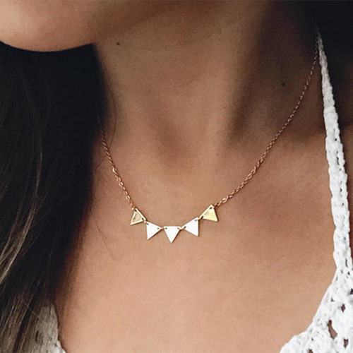 Allereyae Collar Con Colgante De Triángulo Vintage, Collar C