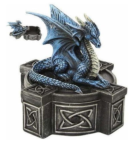 Anne Stokes Altar Drake Frost Blue Mystic Dragon Estatu...