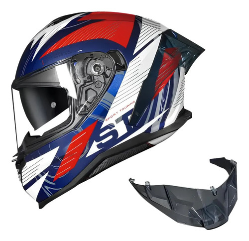 Capacete Norisk Strada 2 St C/ Óculos Solar Branco Azul