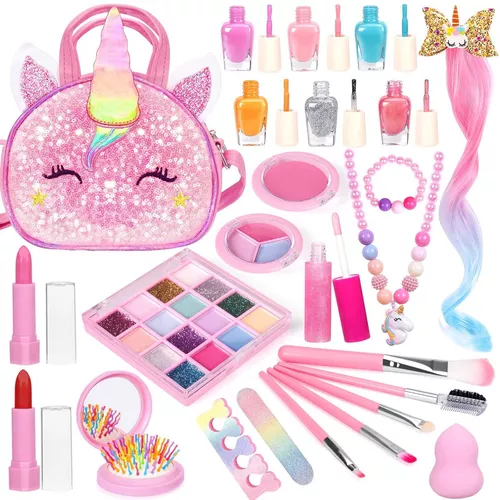  Kit de maquillaje para niñas, juego de maquillaje para niñas,  kit de maquillaje para niñas, kit de maquillaje para niñas, kit de maquillaje  para niñas con maquillaje para niñas, accesorios, bolsa