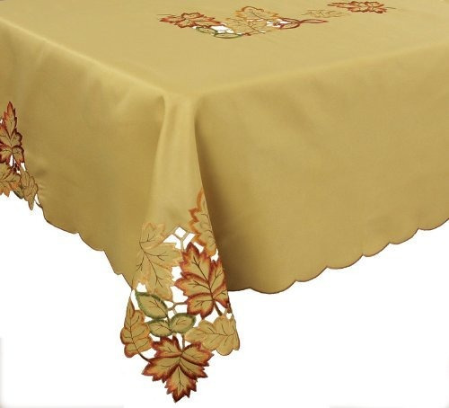 Xia Home Fashions Bountiful Leaf Bordado Cutwork Fall 70 Man