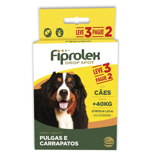 Antipulgas Fiprolex Para Cães Acima De 40kg - Leve 3 Pague 2