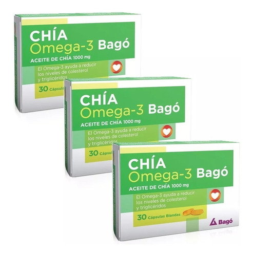 Chia Omega 3 De Bago 1000 Mg X 30 Capsulas Promo X 3 Cajas