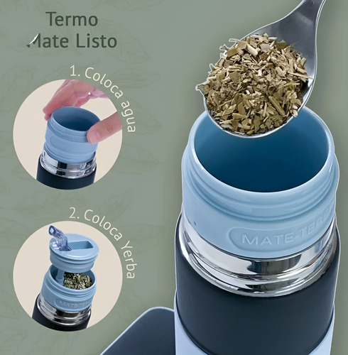 Termo Acero Mate Listo Autocebante Rodax 1000ml 1 Litro Negro