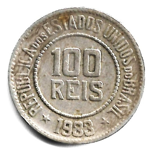 Moeda Antiga R$100 (cem Reis) De 1933 - Escassa (Usado)