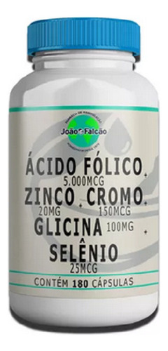 Ácido Fólico + Zinco + Cromo + Glicina + Selênio  180 Caps