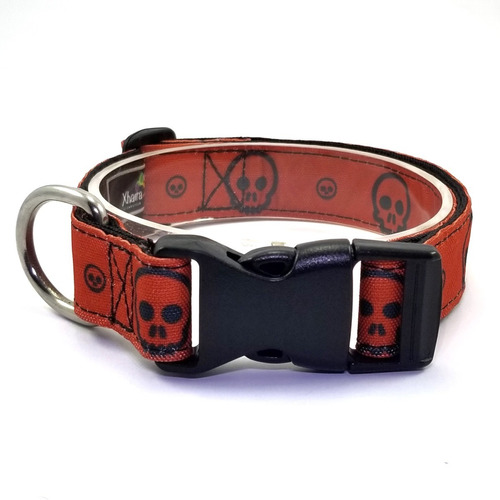 Collar Para Perro Ajustable Talla M Diseño Calaveras 