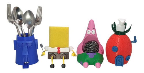 Kit Bob Esponja, Patricio, Piña Dispensador Y Casa Calamardo