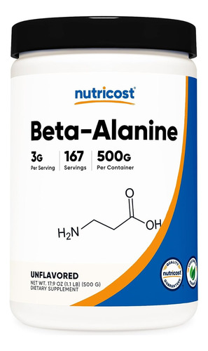 Beta Alanina Pura 3g Por Servicio Bote De 500g - Nutricost