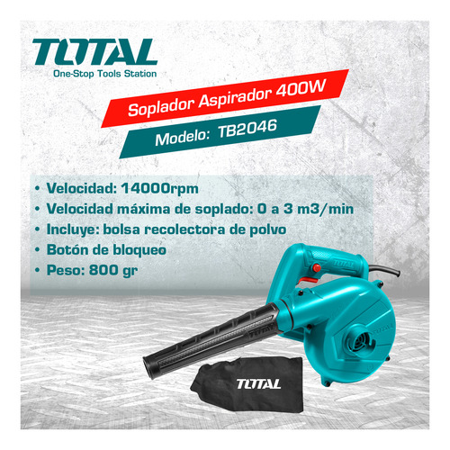 Imagen 4 de 8 de Sopladora Aspiradora Eléctrica 400w Total