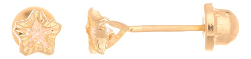 Arete Broquel | Circonia Estrella Blanca Diamantada Oro 14k