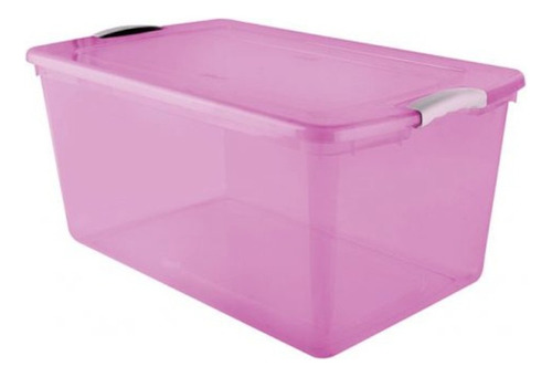 Caja Organizadora Wenbox Con Trabas Laterales 61 Lts. Wenco Color Rosado