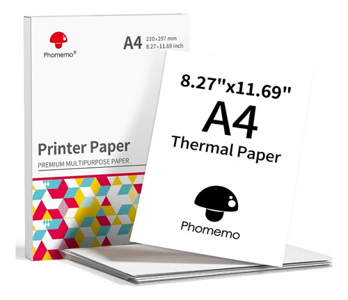 Papel De Impresión Térmica Phomemo A4, 2 Paquetes De 400 Hoj