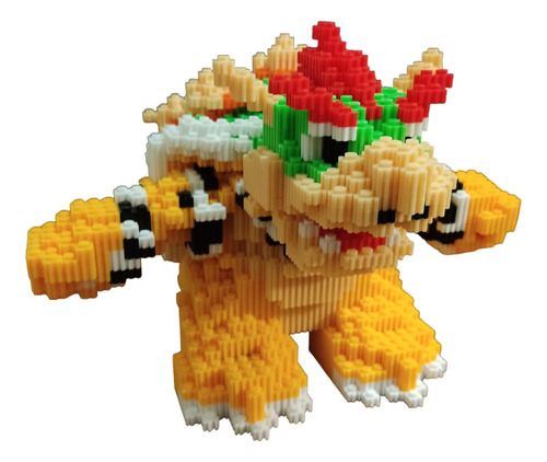 Bowser Koopa Pixelego Armable 18 Cm. Hermoso Diseño 