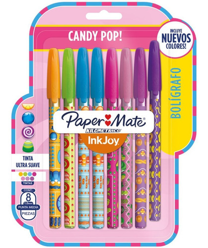 Boligrafos Paper Mate Candy Pop  X 8 Kilometrico 100st