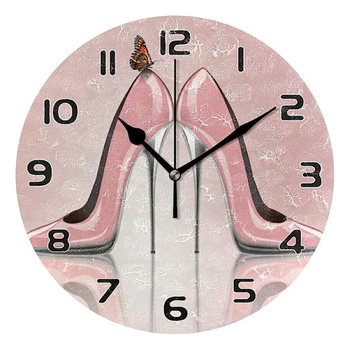Reloj De Pared Moderno Mariposa Rosa De Tacón Alto Reloj De 