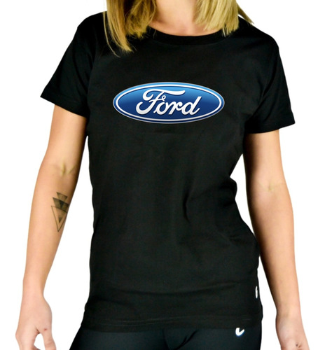 Remera Mujer Negra Personalizada Ford