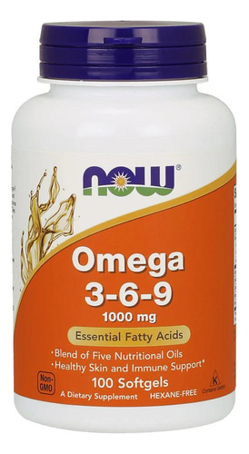 Now - Omega 3-6-9 - 1000 mg - 100 Softcaps - Sin sabor