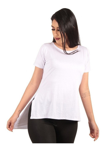 Imagem 4 de 5 de Kit 10 Camiseta Long Feminina Lisas Alongada Roupa Tumblr