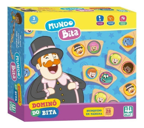 Jogo Domino Do Bita 28 Peças Em Madeira Nig Brinquedos
