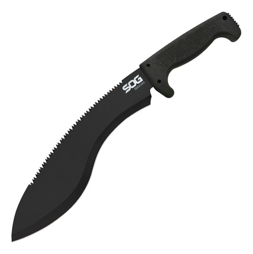 Sog Specialty Knives And Tools Mc11-n Sogfari Kukri Machete With Straight And Saw Edge Fixed 12-inch Steel Drop Point Blade, Black Finish