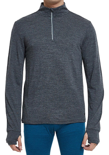 Mens 100% Merino Wool Base Layer Top 220 Midweight Zip Neck 