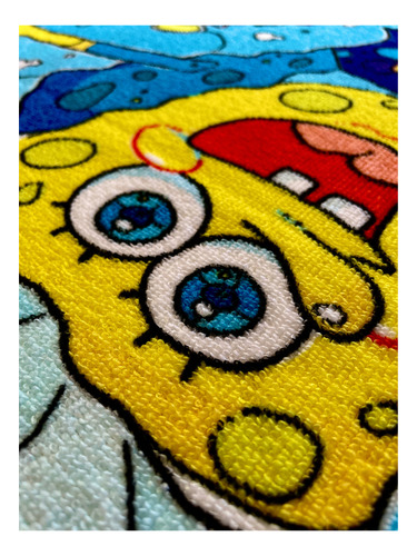 Toalla De Baño Grande Absorbente Bob Esponja 70x140cm Color Azul Claro Surf
