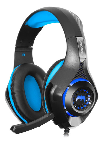 Auricular Gamer Led Azul + Mic Micronics Therodactil Hg800