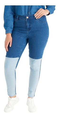Jeans Slim 5 Bolsillos Con Corte Delantero Y Cambio De Color